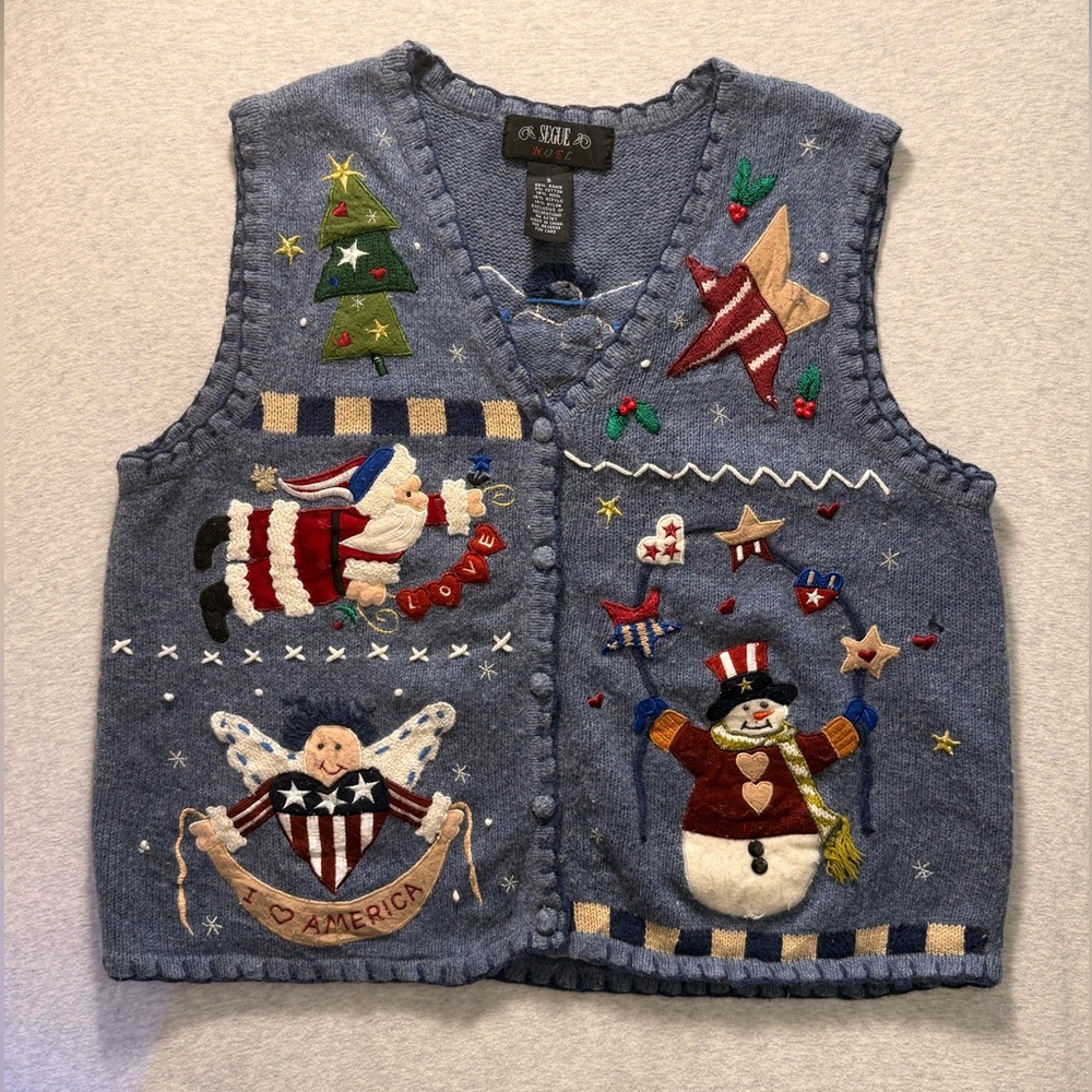 Festive Blue Embroidered Vest